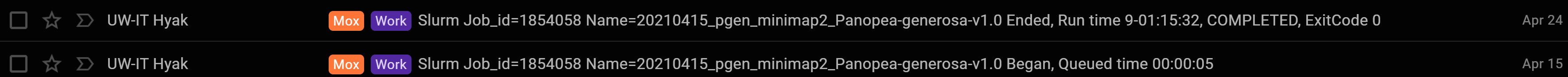 minimap2 runtime on Mox