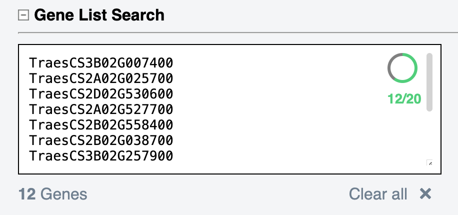 Gene List Search Visual Indicator