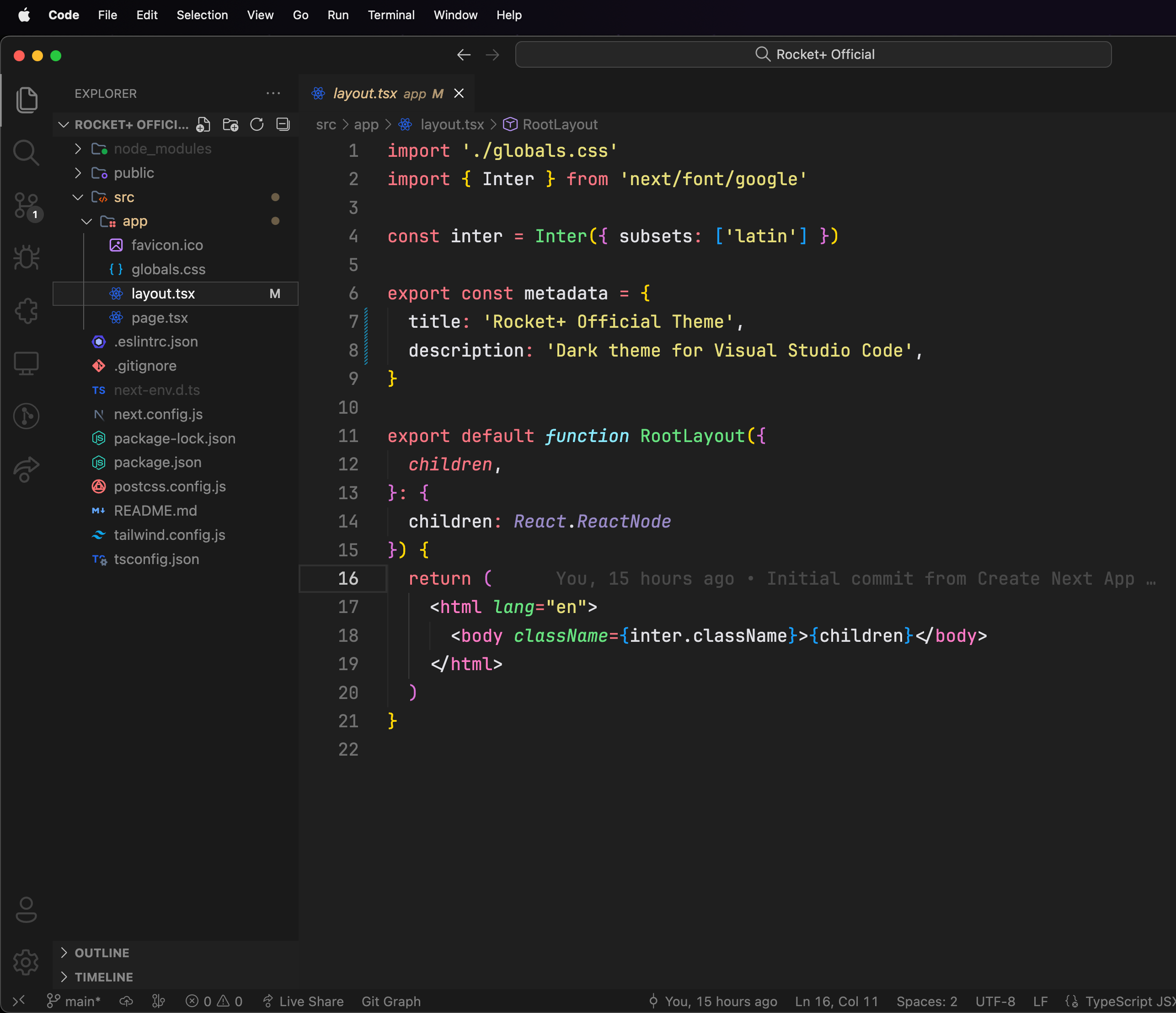 Rocket Dark+ Official screnshoot for Visual Studio Code