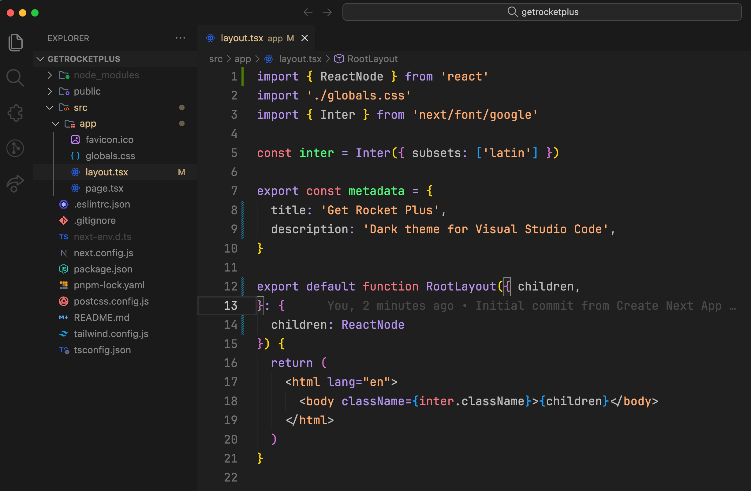 Rocket Dark+ Official screnshoot for Visual Studio Code