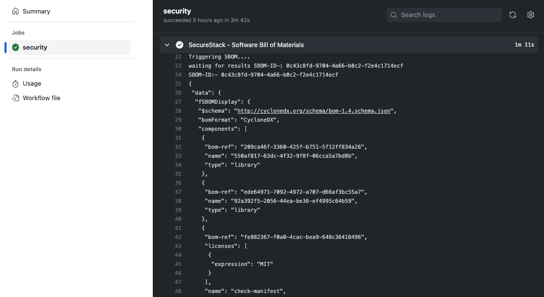 securestack-sbom-output-log.png