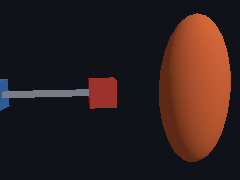 A sphere pulses through morph targets while one box stays level