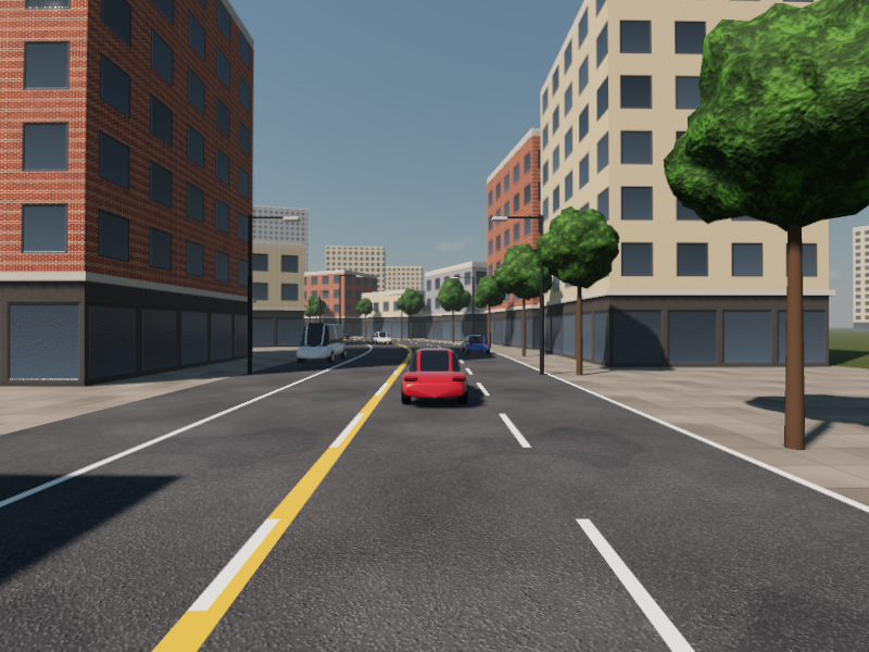 The RGB camera, with one LiDAR sweep over the road