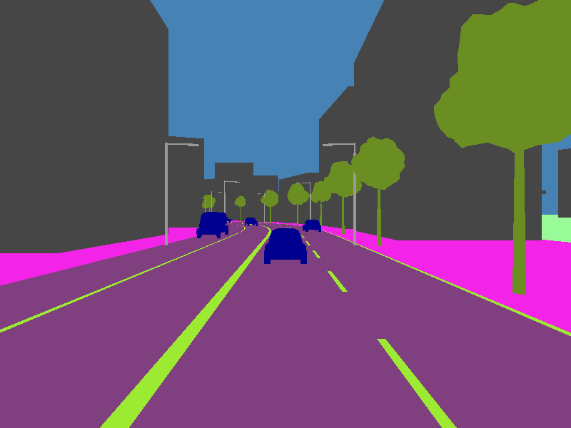 The same view in CityScapes semantic colors