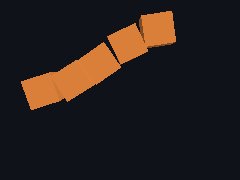 A chain of parented cubes waves from the first node