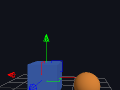 A transform gizmo rides a cube while the camera orbits
