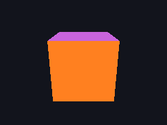 A cube turns through a model matrix and a flat rasterizer