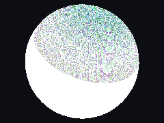 A sphere shows its distance from a point as packed color