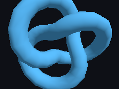 A torus knot turns under a lamp