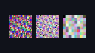 Three panels show a UASTC image, an ETC1S image and a gradient