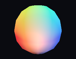Three colored lamps and a warm bulb light one white sphere