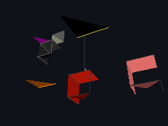 An LDraw model of bricks turns under a lamp