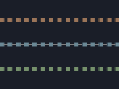 Three rows of masses on springs move in the three lowest modes