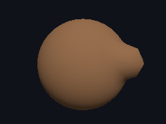 A brush raises a knob on a sphere, and the sphere turns