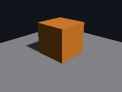 A cube's shadow swings across the floor as the lamp orbits