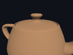 The Utah teapot turns under a lamp