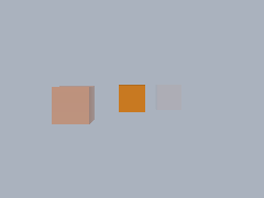 Three cubes stand in fog, and the middle one keeps its color