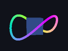 A ribbon eight pixels wide turns around a box