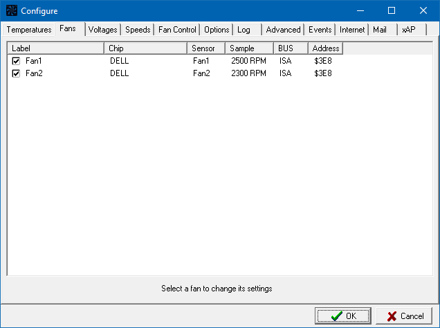 SpeedFan Configure Fans