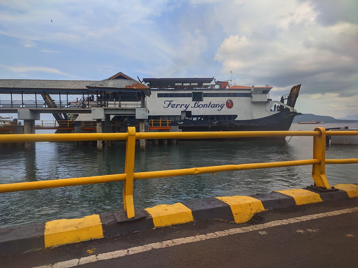 at the port, preparing to board the ship from Ketapang to Gilimanuk