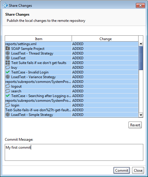 Share Changes Dialog