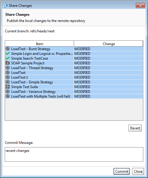 Share Changes Dialog