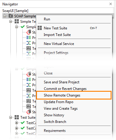 Show Remote Changes Option
