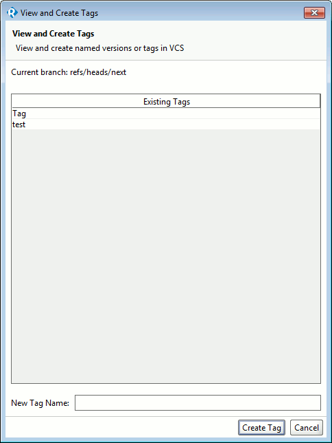 View and Create Tags Dialog