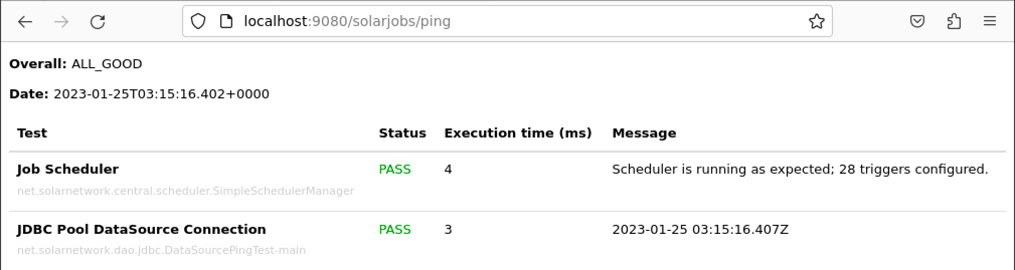 Screen shot of SolarJobs ping check