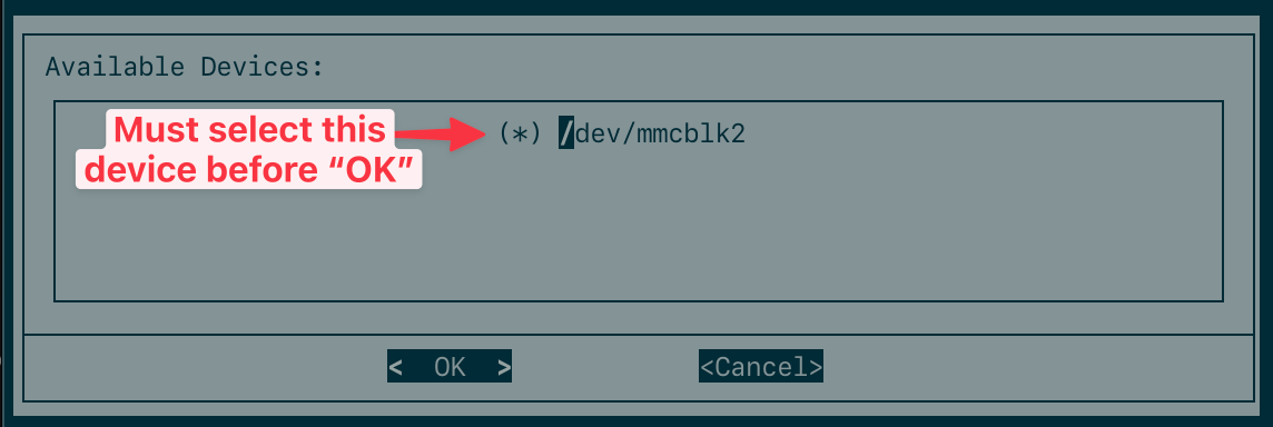 cl-deploy dialog to select destination device