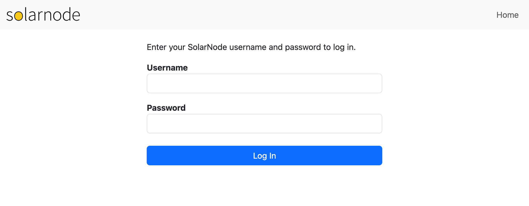 SolarNode login screen