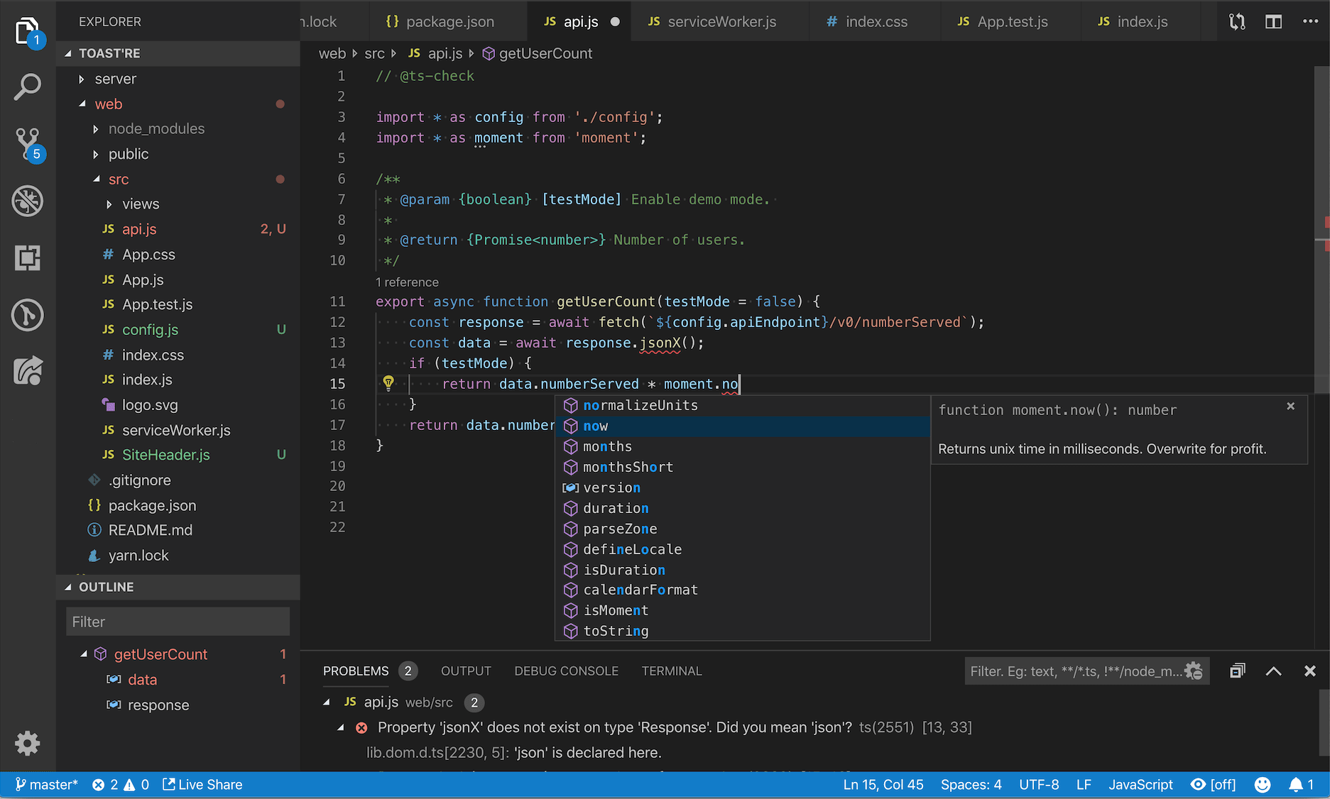 Screenshot of a VSCode instance.