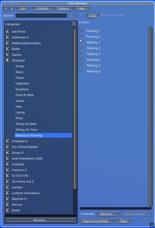 List view of the same Walking and Running category