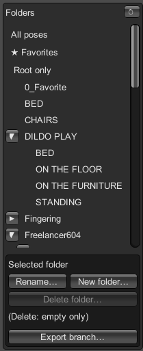 Pose Browser folder tree and browse modes
