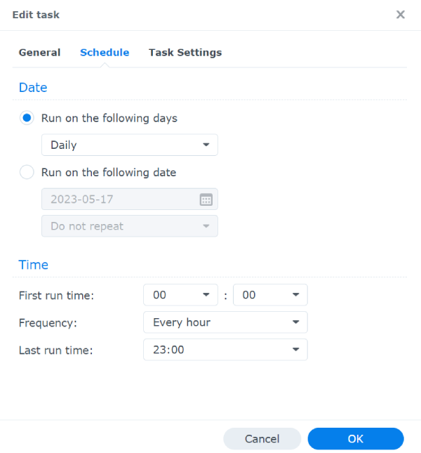 task scheduler task schedule tab