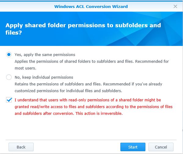 Shared Folder Conversion Warning