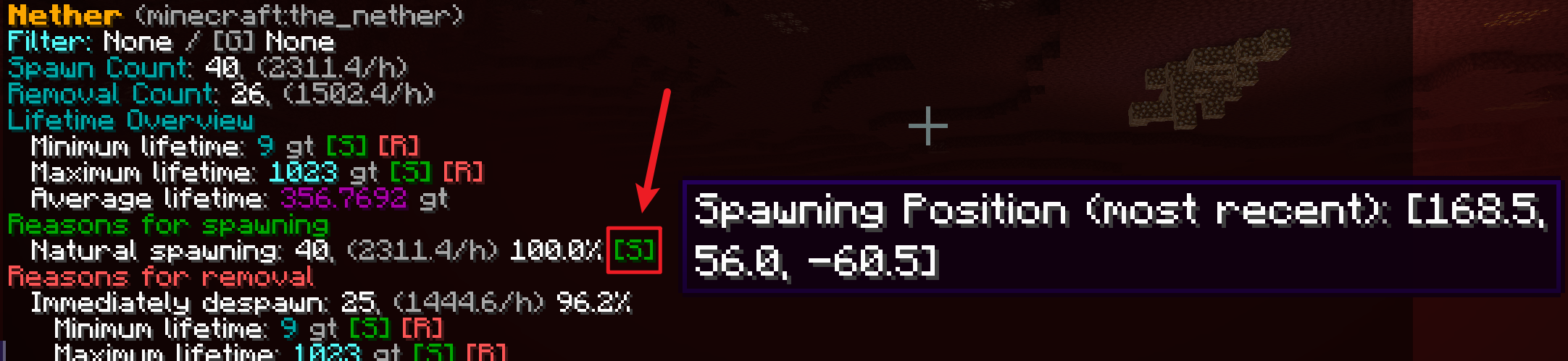 most recent spawning position