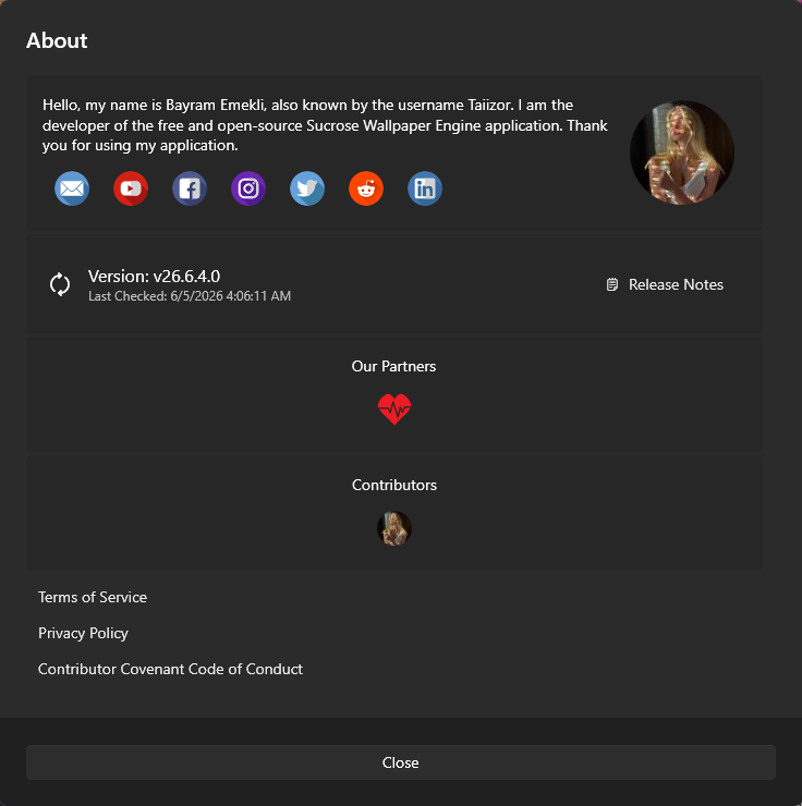 Portal About dialog (top toolbar, Other Options, About) showing the version, the Last Checked time, and the Release Notes button