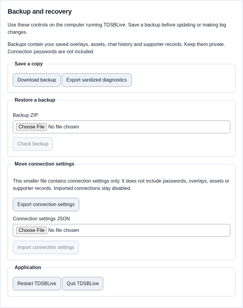 Backup and recovery controls