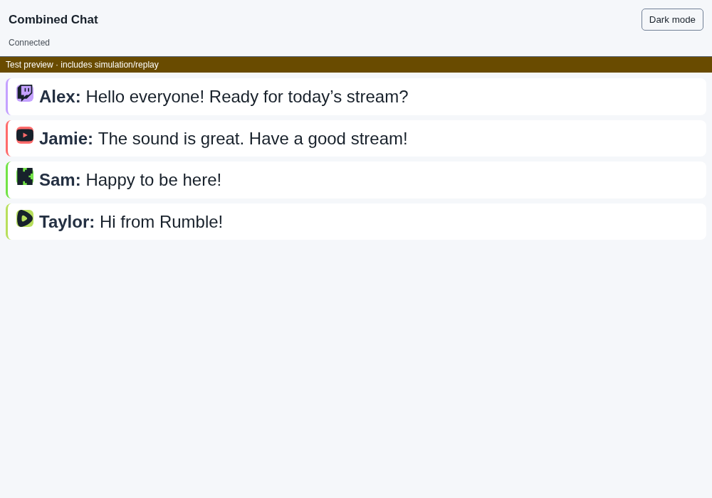 Streamer reading chat with light appearance