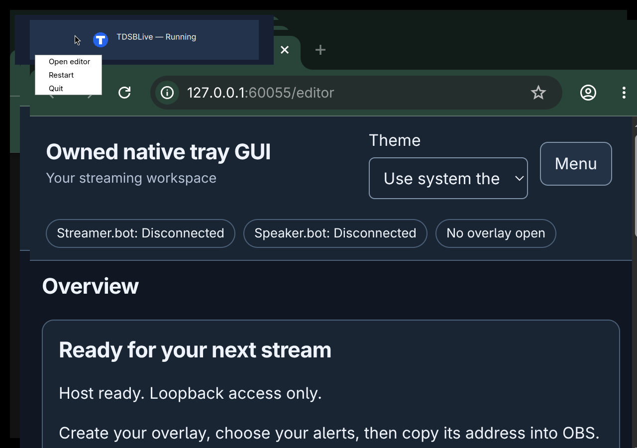 Actual native Linux menu in an isolated Quickshell example