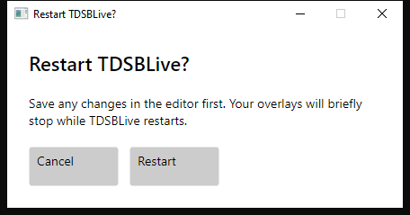 The actual Restart confirmation reminding you to save first