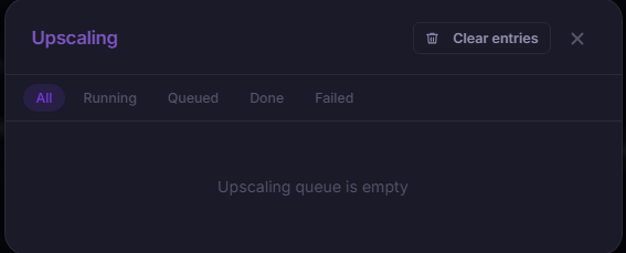 Screenshot: upscale queue