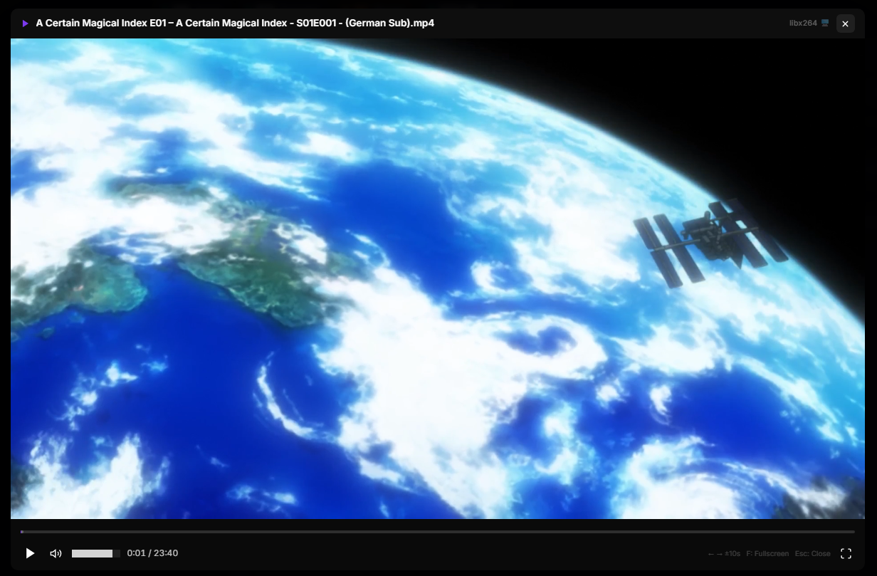 Screenshot: in-browser player