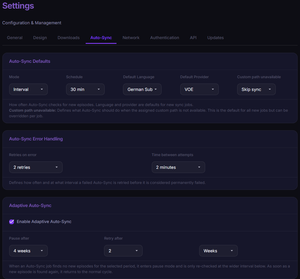 Screenshot: Auto-Sync