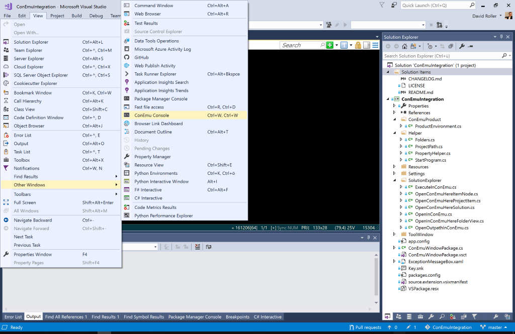 Open ConEmu integrated in Visual Studio