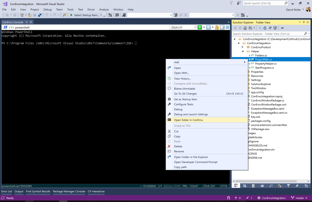 ConEmu integration in folder view mode