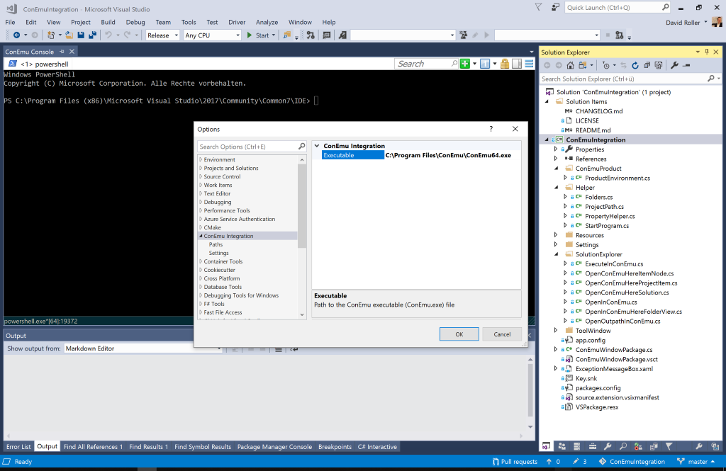 ConEmu executable path in Visual Studio settings