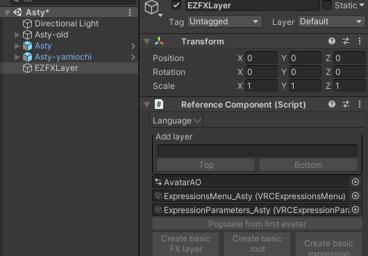 enable EZFXLayer in scene
