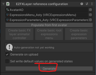clicking the generate button found in the reference configuration component